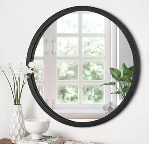 Black Round Wall Mirror - Modern Frameless Look